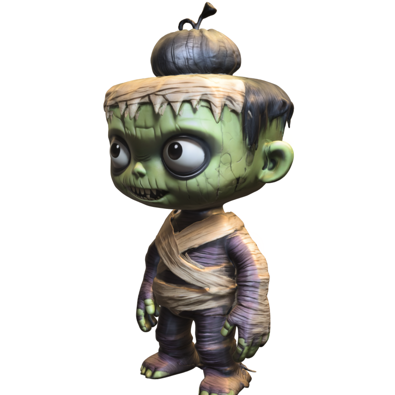 Zombie Mummy Kid Stylized Halloween Model 3D .c4d .max .obj .3ds .fbx .stl .blend