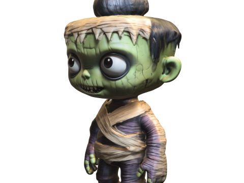 Zombie Mummy Kid Stylized Halloween 3D Model