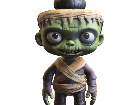 Zombie Mummy Kid Stylized Halloween Model 3D