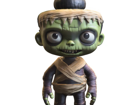 Zombie Mummy Kid estilizado para Halloween Modelo 3D