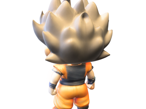 Chibi Saiyan Fighter Stylized Anime Hero 3D Model