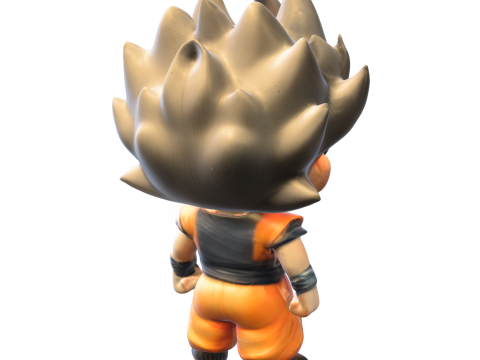 Chibi Saiyan Fighter Stylized Anime Hero 3D Model