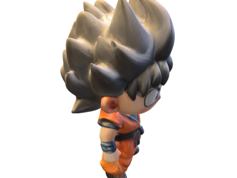 Chibi Saiyan Fighter Stylized Anime Hero 3D Model