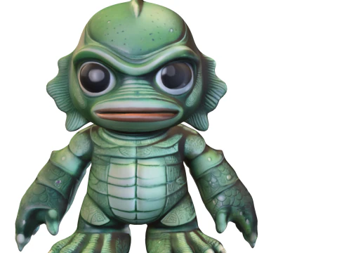 Creatura Chibi dal mostro anfibio stilizzato in profondit&agrave; Modello 3D