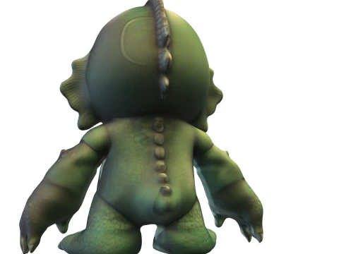 Creatura Chibi dal mostro anfibio stilizzato in profondit&agrave; Modello 3D