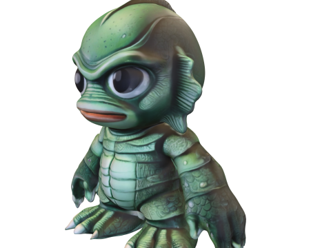 Chibi Creature from the Deep Stylized Amphibious Monster 3D Modell