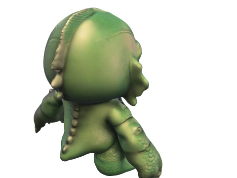 Creatura Chibi dal mostro anfibio stilizzato in profondit&agrave; Modello 3D