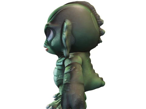 Creatura Chibi dal mostro anfibio stilizzato in profondit&agrave; Modello 3D