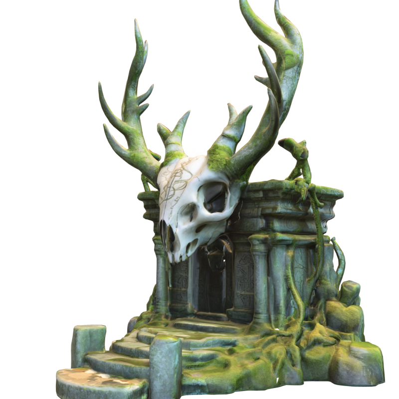 Ancient Druidic Altar Fantasy Skull Temple 3D मॉडल .c4d .max .obj .3ds .fbx .stl .blend