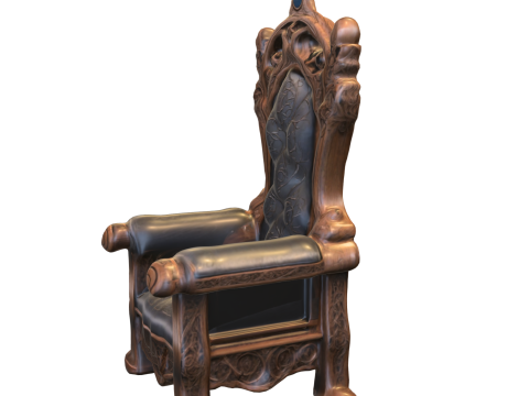 Ornate Gothic Throne Fantasy Chair 3D-Modell