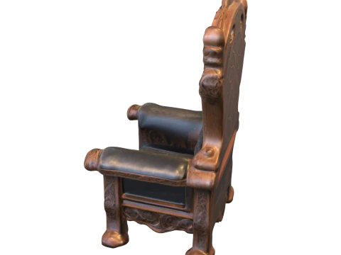 Ornate Gothic Throne Fantasy Chair 3D Model