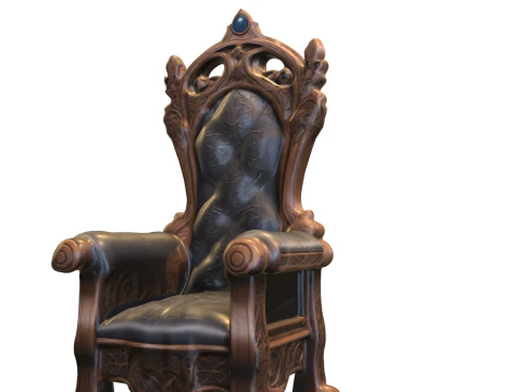 Ornate Gothic Throne Fantasy Chair 3D Model