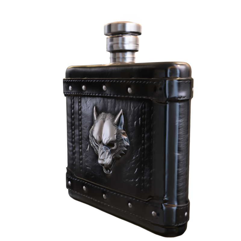 Wolf Emblem Flas Modello 3D .c4d .max .obj .3ds .fbx .stl .blend