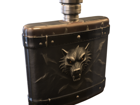 Wolf Emblem Flas Modello 3D