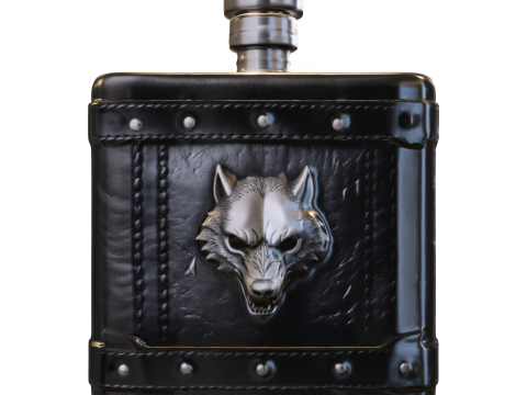 Wolf Emblem Flas Modello 3D