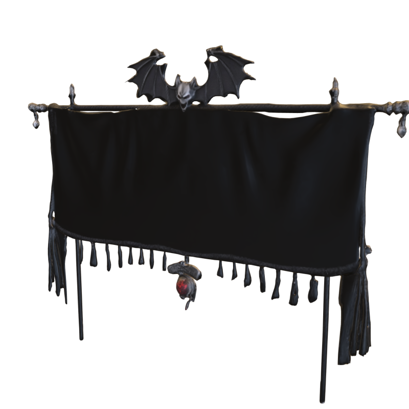 Dark Bat Banner Gothic Fantasy 3D Модель .c4d .max .obj .3ds .fbx .stl .blend