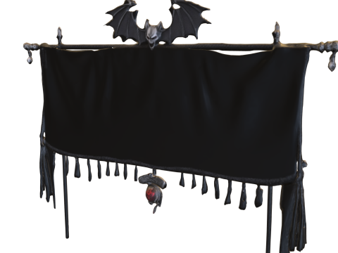 Dark Bat Banner Gothic Fantasy 3D Model