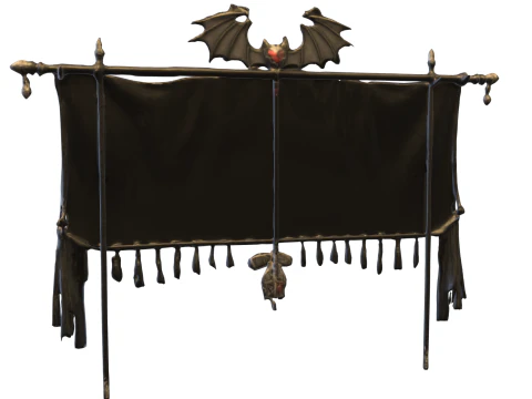 Ciemny sztandar nietoperza, gotycka fantazja Model 3D