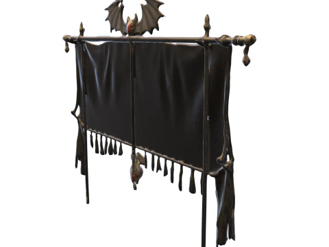 Ciemny sztandar nietoperza, gotycka fantazja Model 3D