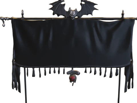 Ciemny sztandar nietoperza, gotycka fantazja Model 3D