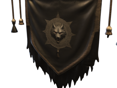 Wolf Crest Banner 3D Model