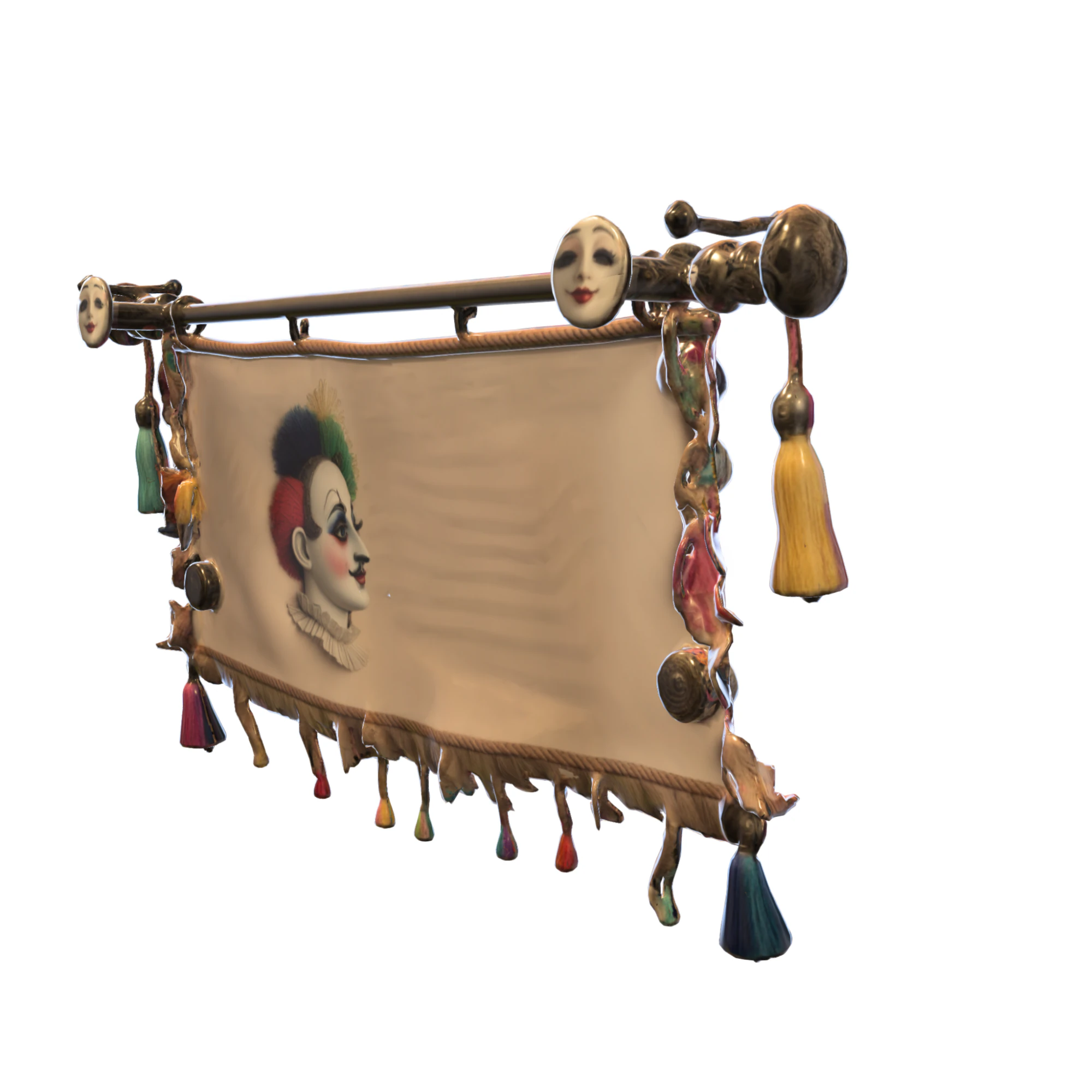 Carnival Jester Banner 3D Model .c4d .max .obj .3ds .fbx .stl .blend 