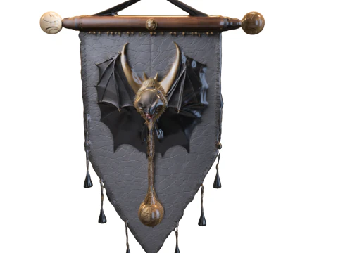 Dark Dragon Wall Banner 3D Model