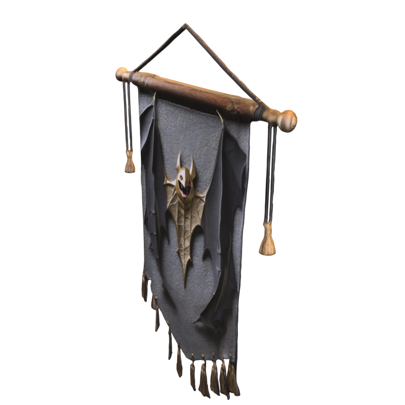 Gothic Bat Wall Banner 3D Модель .c4d .max .obj .3ds .fbx .stl .blend 