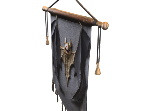 Gothic Bat Wall Banner Model 3D
