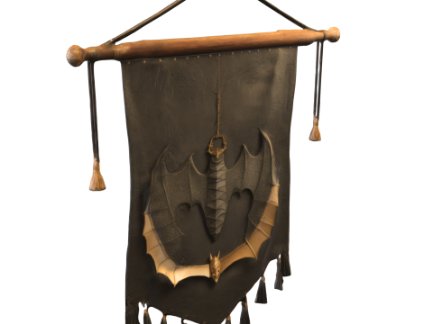 Gothic Bat Wall Banner 3D Модель