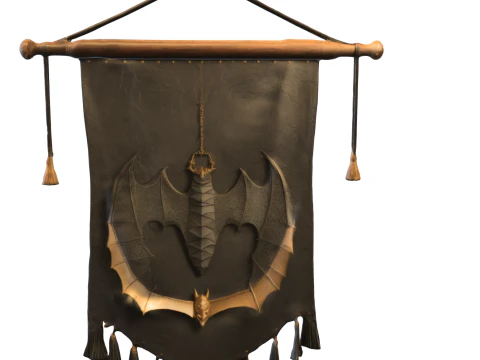 Gothic Bat Wall Banner 3D Model