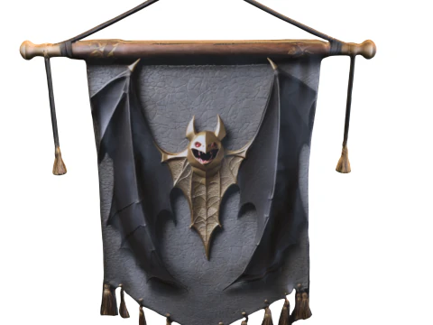 Gothic Bat Wall Banner 3D Model