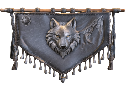 Wolf Clan Banner Tribal Fantasy Wall Decoration 3Dモデル