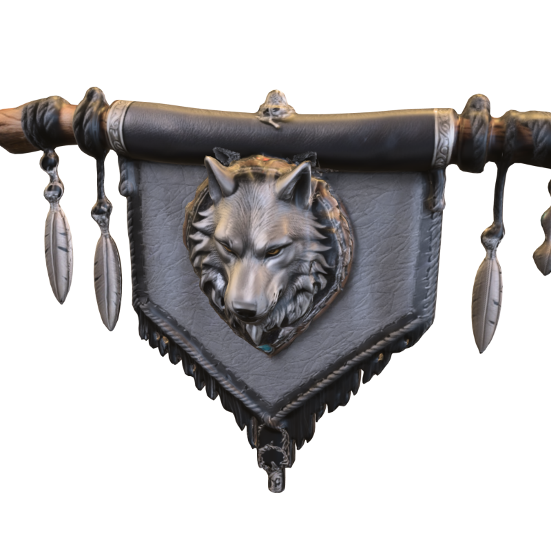 Wolf Totem Banner 3D-Modell .c4d .max .obj .3ds .fbx .stl .blend