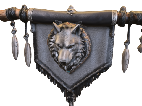 Wolf Totem Banner 3D Model