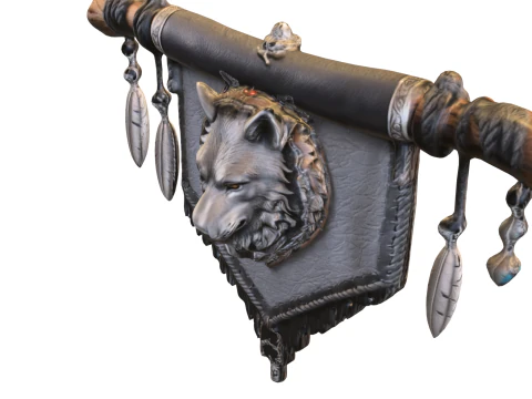 Wolf Totem Banner 3D Model