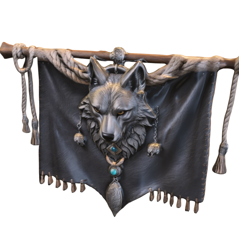 Wolf Spirit Banner 3D Модель .c4d .max .obj .3ds .fbx .stl .blend