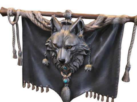 Wolf Spirit Banner 3D Model