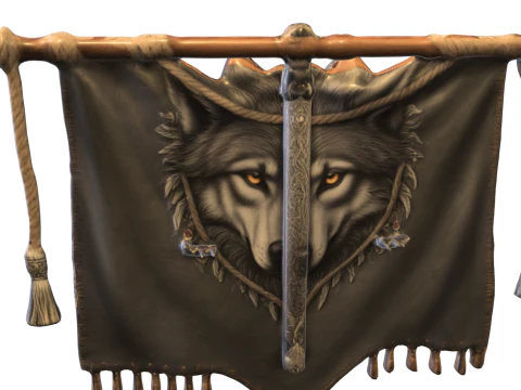 Wolf Spirit Banner 3D Model