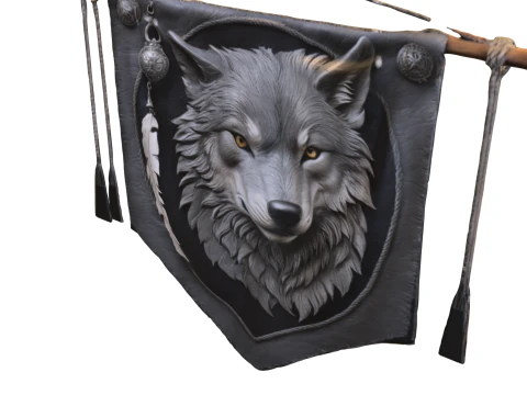 Estandarte Tribal do Espírito do Lobo Modelo 3D