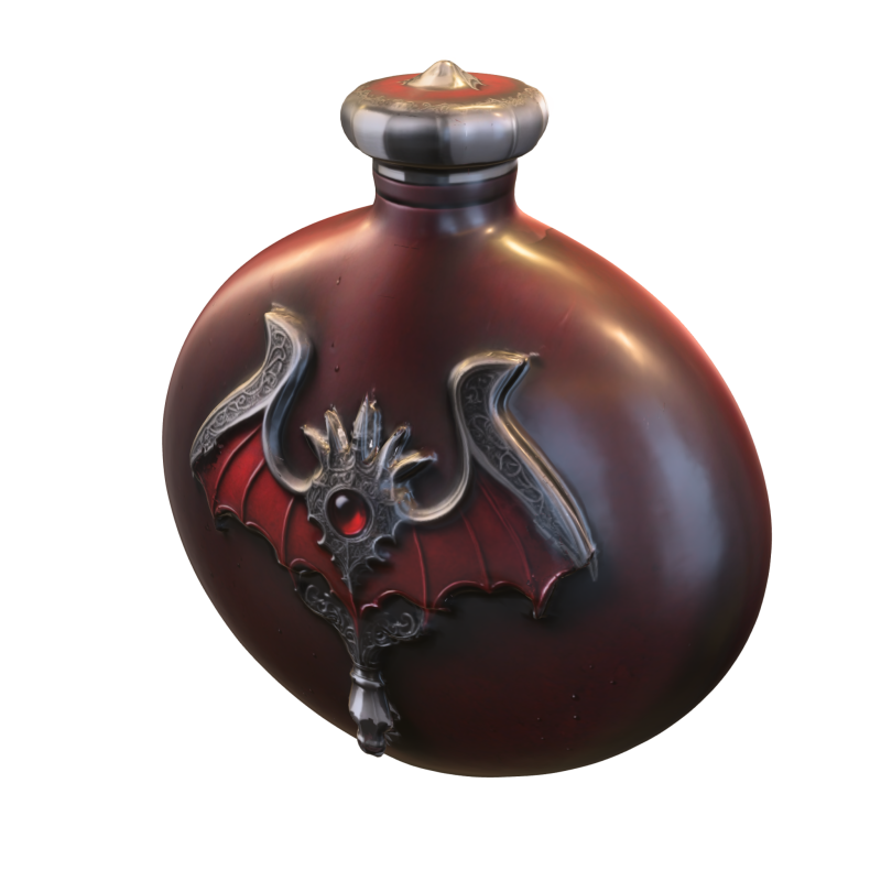 Crimson Bat Elixir Gothic Vampire Potion Bottle Model 3D .c4d .max .obj .3ds .fbx .stl .blend