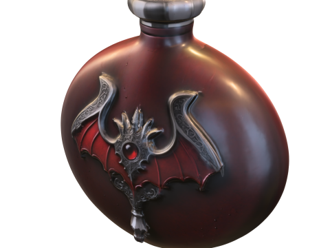 Crimson Bat Elixir Gothic Vampire Potion Bottle Model 3D