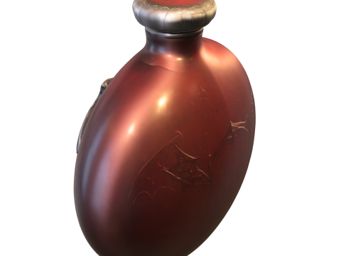 Crimson Bat Elixir Gothic Vampire Potion Bottle Model 3D