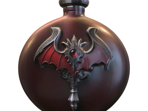 Crimson Bat Elixir Gothic Vampire Potion Bottle 3D Model