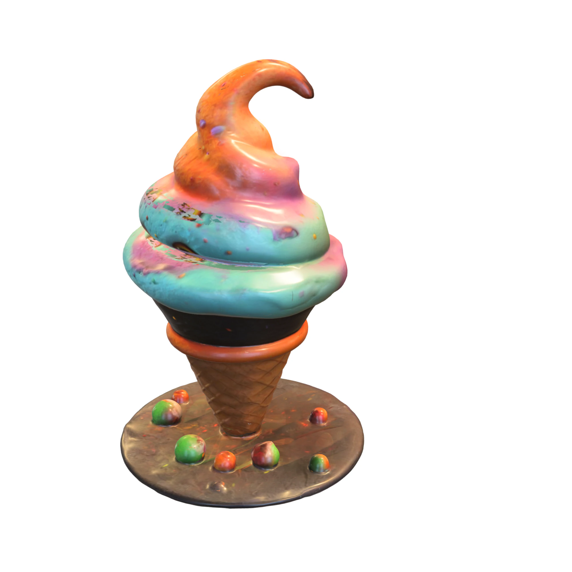 Cosmic Ice Cream Monster 3D Model .c4d .max .obj .3ds .fbx .stl .blend 