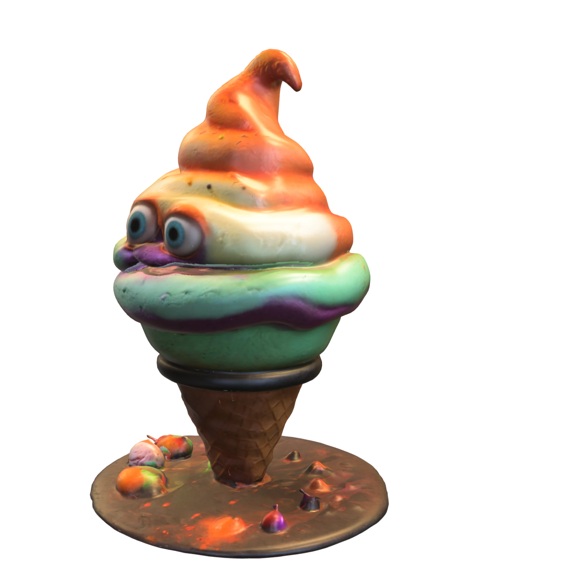 Goofy Ice Cream Creature Cartoon Food Monster 3D Model .c4d .max .obj .3ds .fbx .stl .blend 