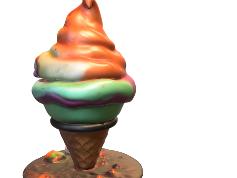 Goofy Ice Cream Creature Cartoon Food Monster Model 3D