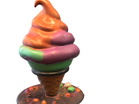 Goofy Ice Cream Creature Cartoon Food Monster 3D Model