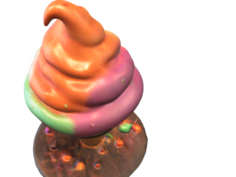 Goofy Ice Cream Creature Cartoon Food Monster Model 3D