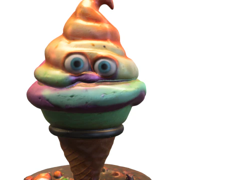 Goofy Ice Cream Creature Cartoon Food Monster 3D Model